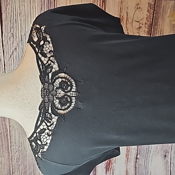 NEW LAUREN RALPH LAUREN BLACK CROCHET SHORT SLEEVE PULLOVER KNIT TOP - Picture 7 of 16